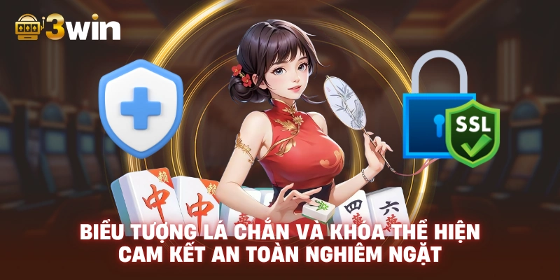 Các biểu tượng Lá Chắn và Khoá thể hiện cam kết an toàn nghiêm ngặt chính sách bảo mật 3WIN